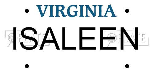 ISALEEN Virginia License Plate