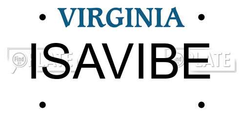 ISAVIBE Virginia License Plate