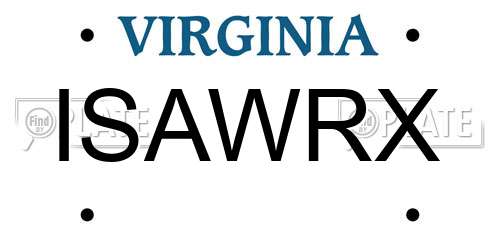 ISAWRX Virginia License Plate