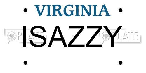 ISAZZY Virginia License Plate