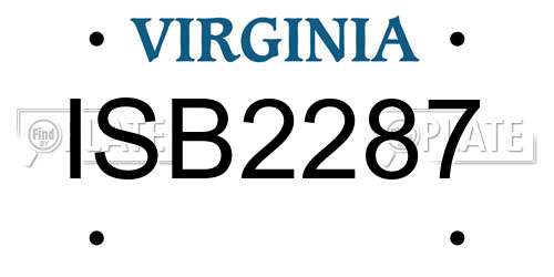ISB2287 Virginia License Plate