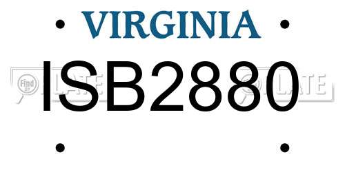 ISB2880 Virginia License Plate
