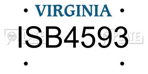 ISB4593 Virginia License Plate