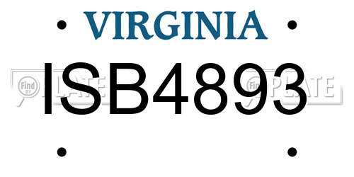 ISB4893 Virginia License Plate