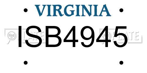 ISB4945 Virginia License Plate