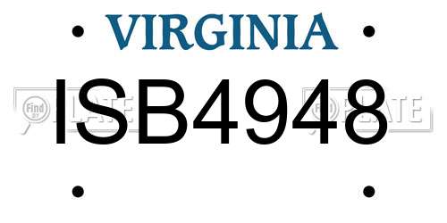 ISB4948 Virginia License Plate