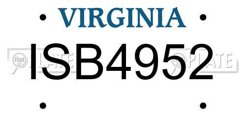 ISB4952 Virginia License Plate