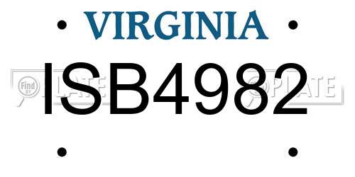 ISB4982 Virginia License Plate