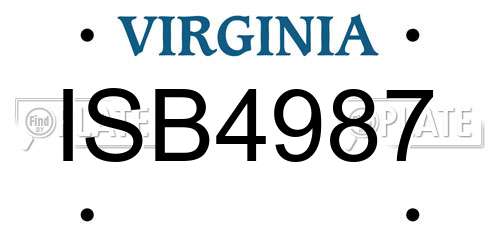 ISB4987 Virginia License Plate