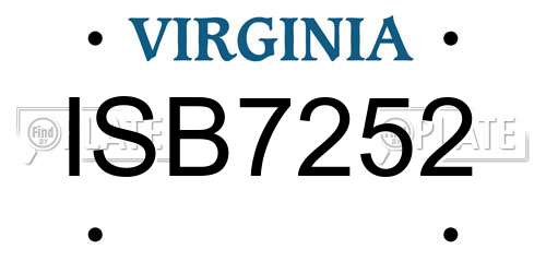 ISB7252 Virginia License Plate