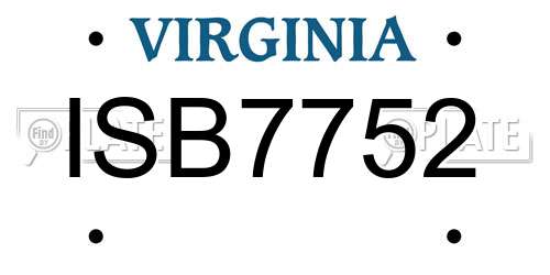ISB7752 Virginia License Plate