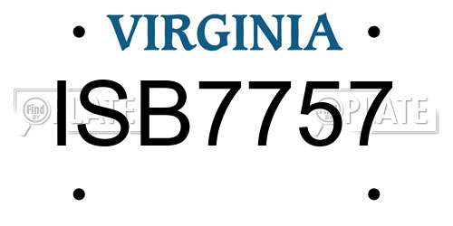 ISB7757 Virginia License Plate