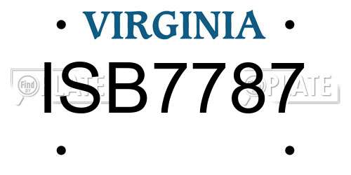ISB7787 Virginia License Plate