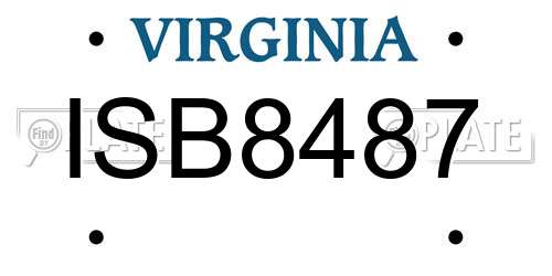 ISB8487 Virginia License Plate