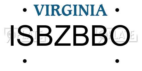 ISBZBBO Virginia License Plate
