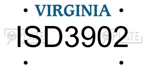 ISD3902 Virginia License Plate