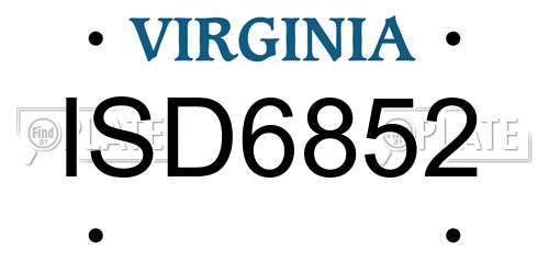 ISD6852 Virginia License Plate