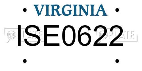 ISE0622 Virginia License Plate