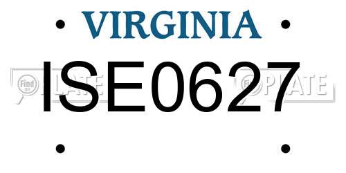 ISE0627 Virginia License Plate