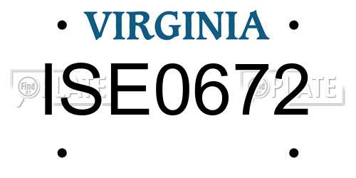 ISE0672 Virginia License Plate