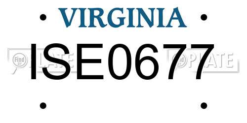 ISE0677 Virginia License Plate