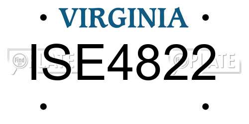 ISE4822 Virginia License Plate