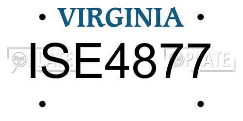 ISE4877 Virginia License Plate
