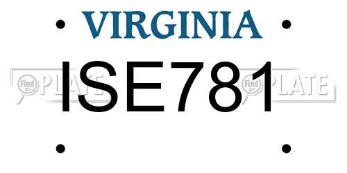 ISE781 Virginia License Plate