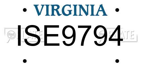 ISE9794 Virginia License Plate