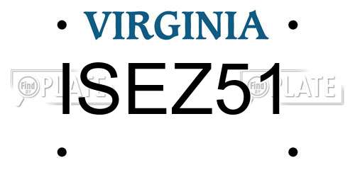 ISEZ51 Virginia License Plate