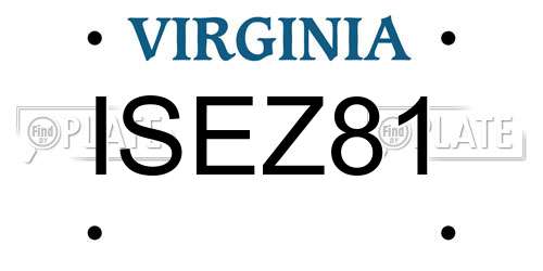 ISEZ81 Virginia License Plate