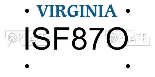 ISF87O Virginia License Plate