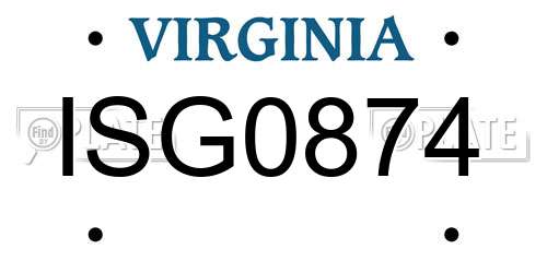ISG0874 Virginia License Plate