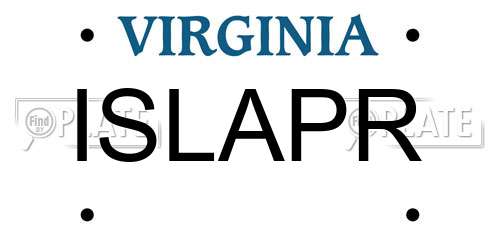 ISLAPR Virginia License Plate