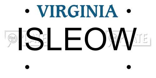 ISLEOW Virginia License Plate