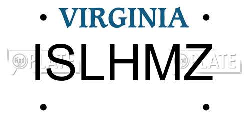 ISLHMZ Virginia License Plate