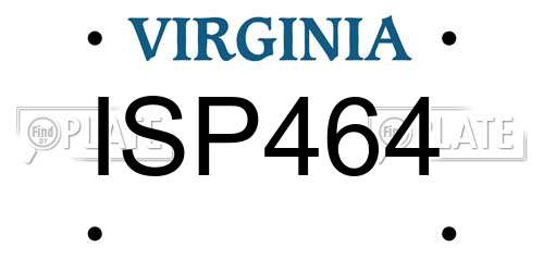 ISP464 Virginia License Plate