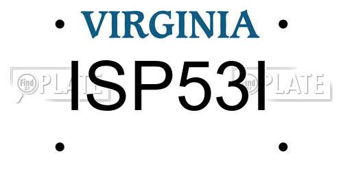 ISP53I Virginia License Plate