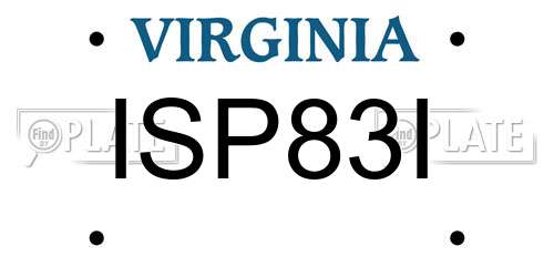 ISP83I Virginia License Plate