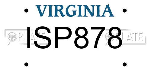ISP878 Virginia License Plate