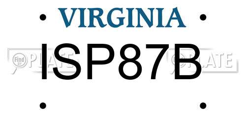 ISP87B Virginia License Plate