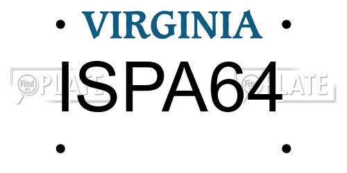 ISPA64 Virginia License Plate