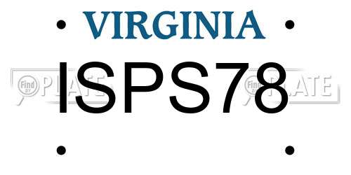 ISPS78 Virginia License Plate