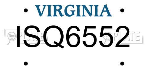 ISQ6552 Virginia License Plate