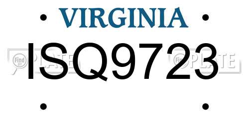 ISQ9723 Virginia License Plate