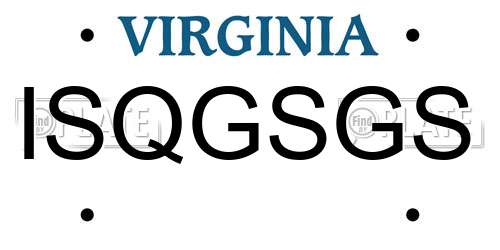 ISQGSGS Virginia License Plate
