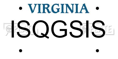 ISQGSIS Virginia License Plate