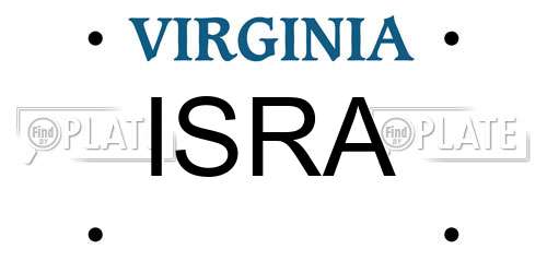 ISRA Virginia License Plate