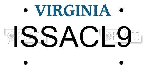 ISSACL9 Virginia License Plate