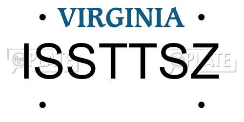 ISSTTSZ Virginia License Plate